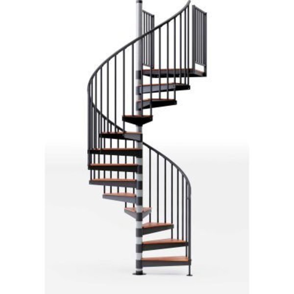 Ss Industries Holding Global Industrial„¢ Reroute 42"H Platform 2 Rails Spiral Stair Kit, 60"Dia, 15'H, Oak Covers EC60P13V104